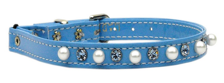 Cat Safety w/ Band Patent Pearl and Crystals Baby Blue 12